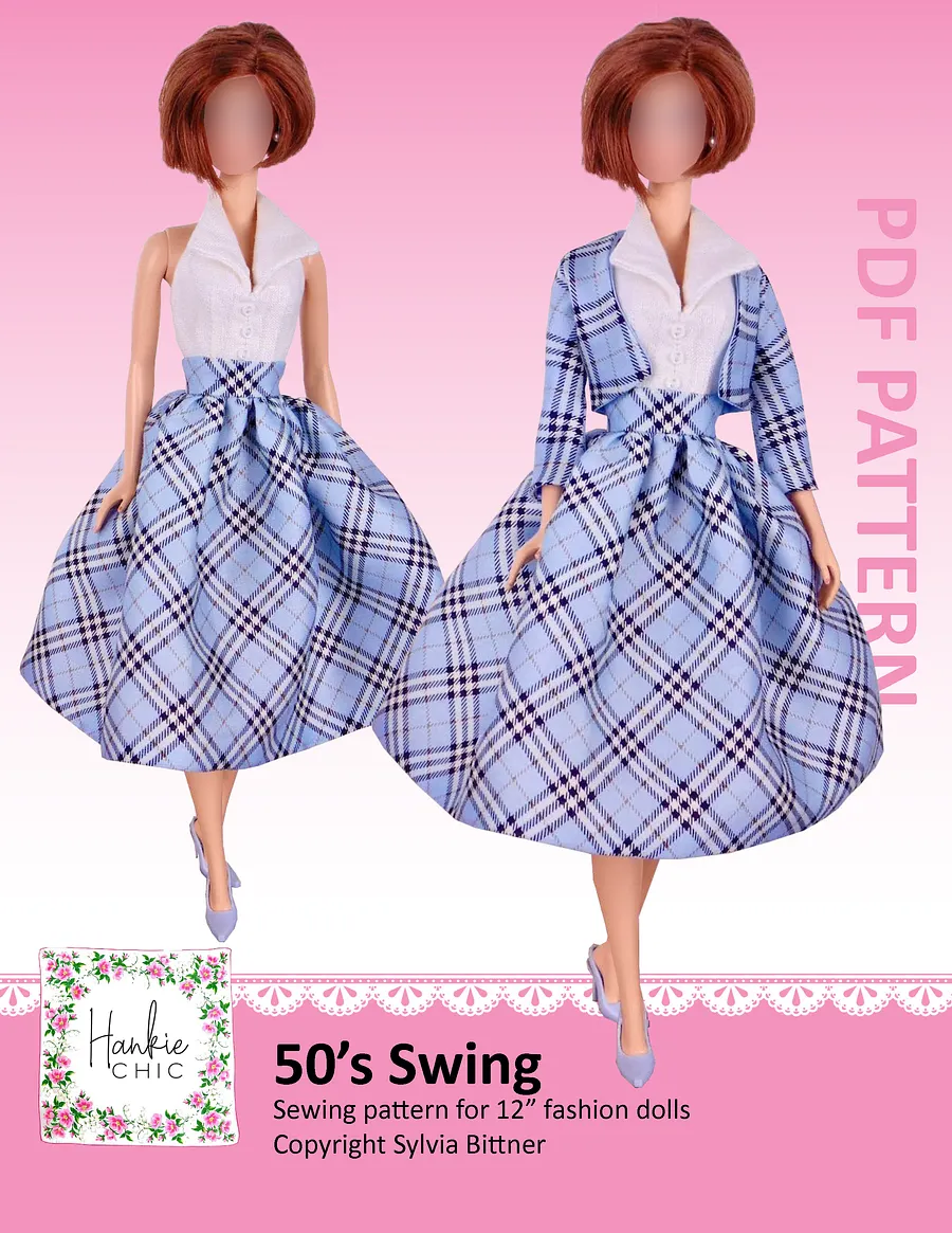 50's Swing sewing pattern for 12" fashion dolls product image (1)