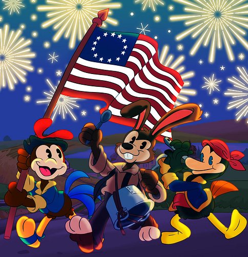 Happy Fourth of July from all your pals here in Featherton, USA! 🇺🇸 

#chuckychicken #louieloon #johnnyjackrabbit #patriots #...