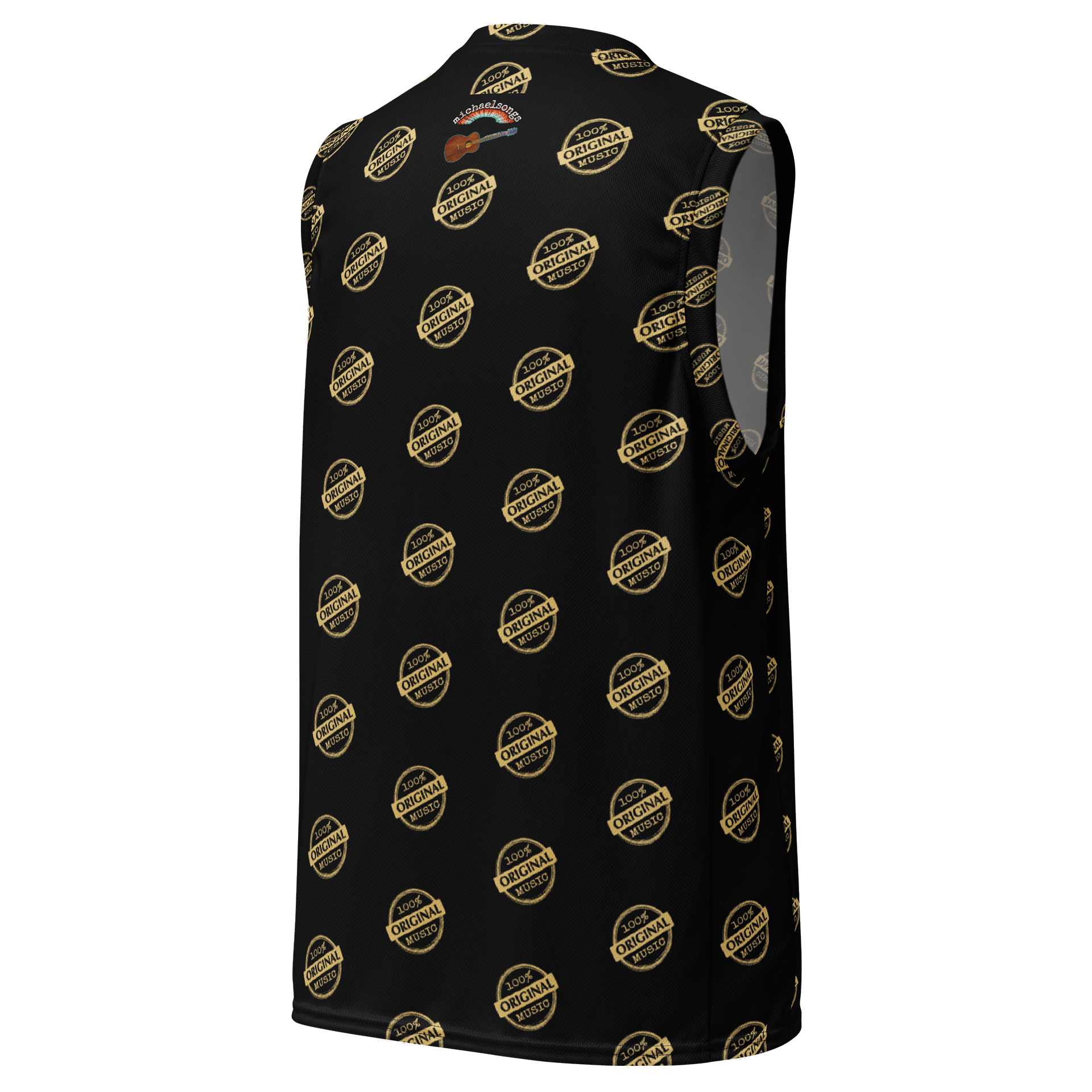 NEW!! sleeveless jersey with original music logo pattern - gold on black product image (3)