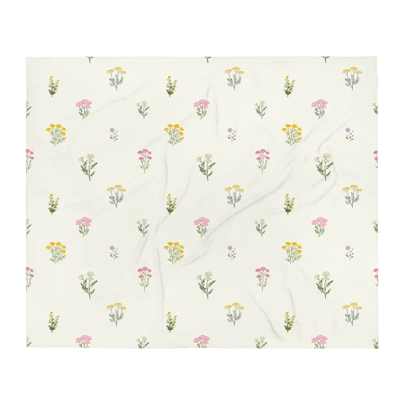 Fresh Wildflower Summer Beige Throw Blanket