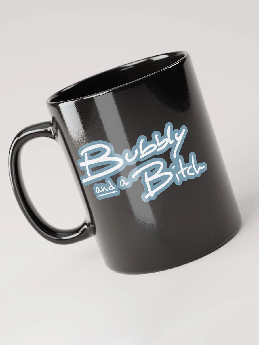 Bubbly and a B*tch (lined design, #709AAF) glossy black mug product image (7)