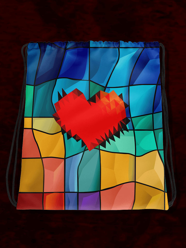 Stained Glass PolyHeart Drawstring Bag product image (1)