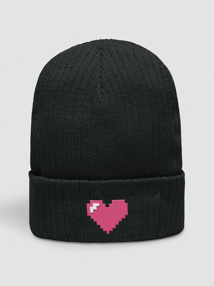 Pixel Heart Rib Knit Beanie product image (1)