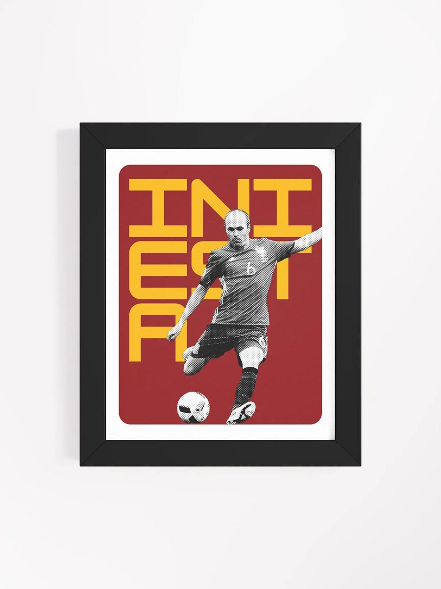 Andrés Iniesta BW Spain Name Art Framed Print product image (1)