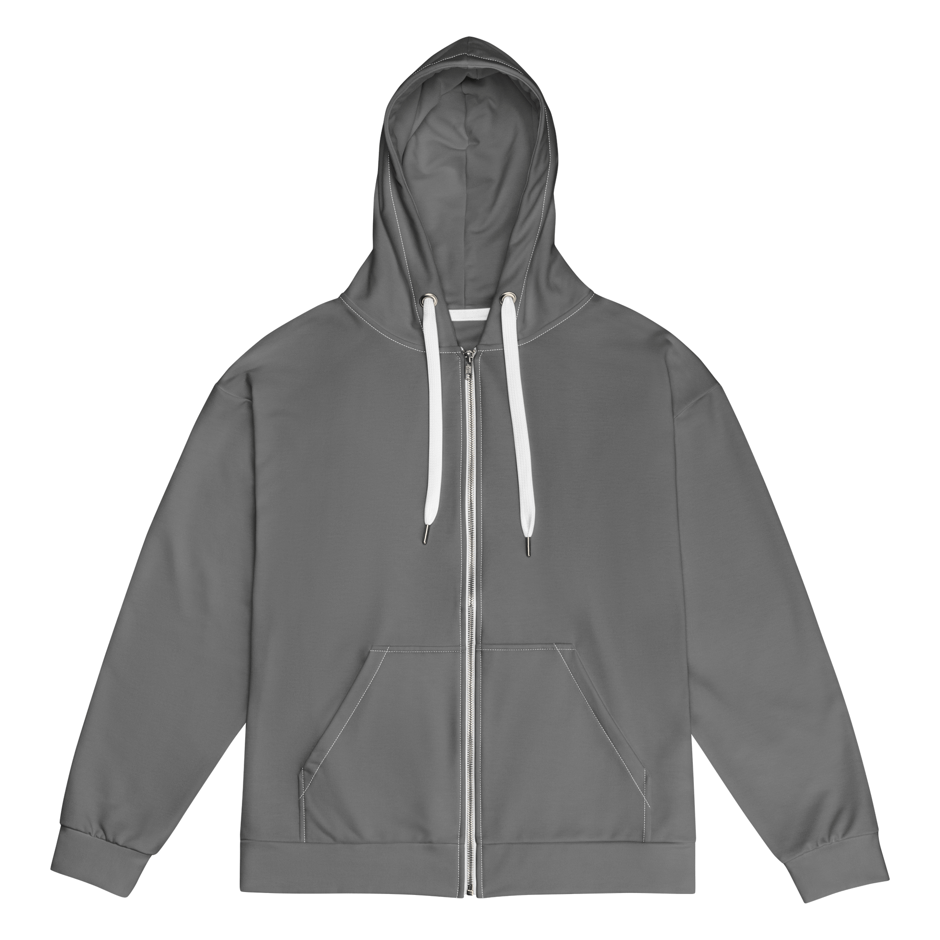 Thunderstorm Gray Solid Color Eco Friendly Unisex Zip Hoodie product image (1)