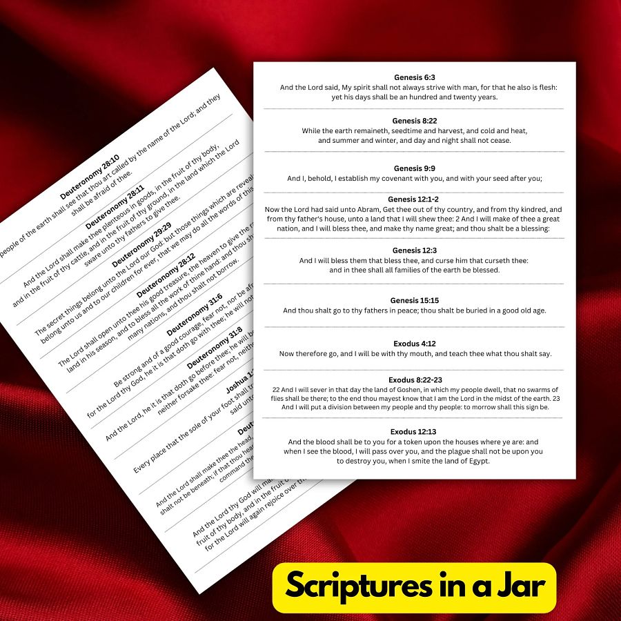 Scriptures in a Jar Printable DIY | Bible verses to make your own scriptures in a jar. 100+ scriptures ready to print and cut product image (3)
