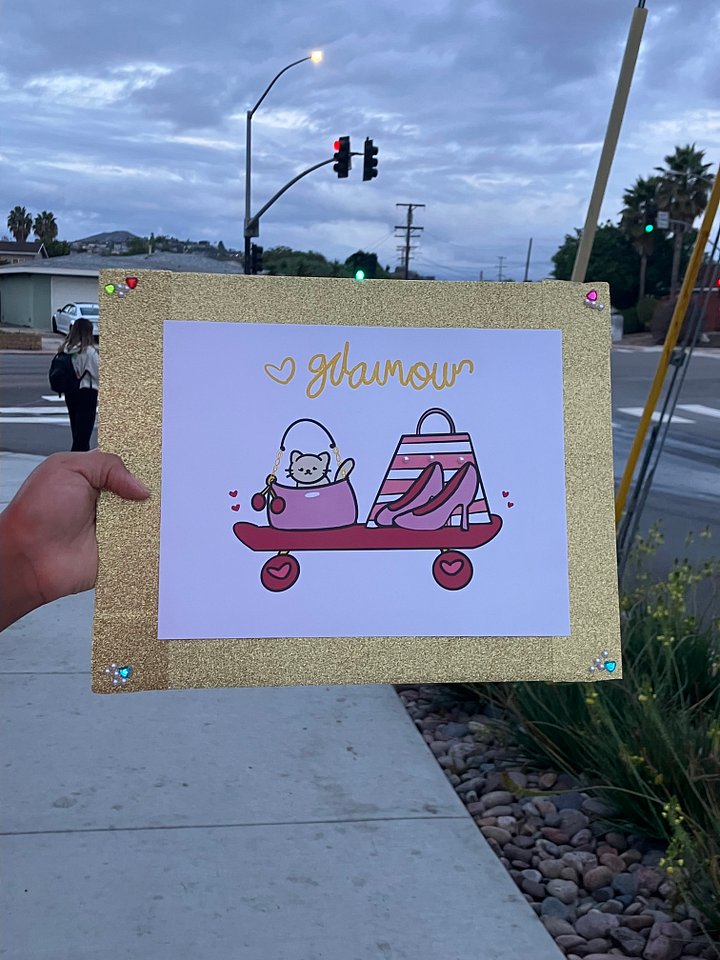 Cute Girly Skateboard Art Hard Back Golden Strawberrysockzzz product image (1)