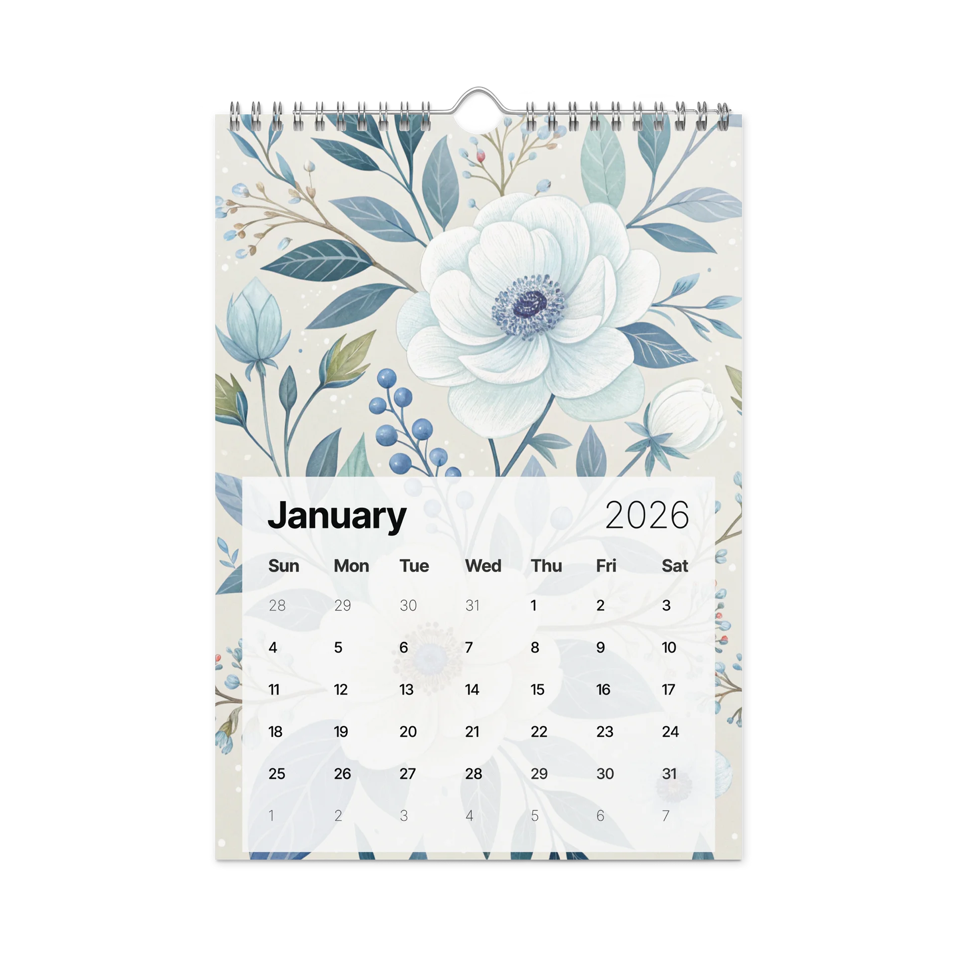 Blooming Seasons – Floral Patterned Wall Calendar 2026 (Gouache Art Edition) product image (6)