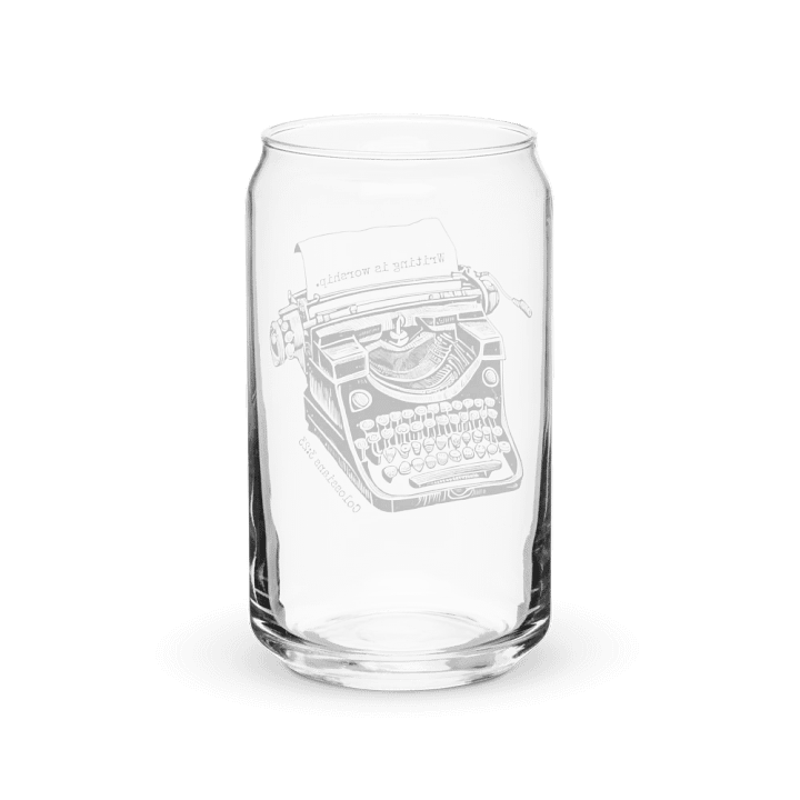 "Writing is worship" glass cup. product image (2)