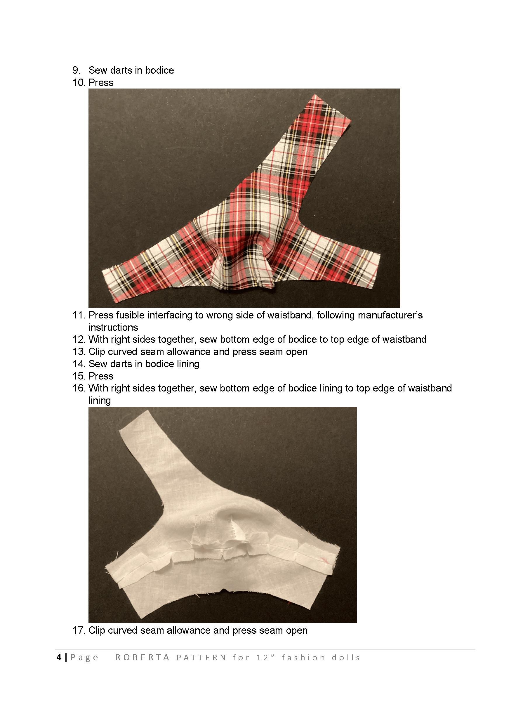 Roberta sewing pattern for 12" fashion dolls product image (3)