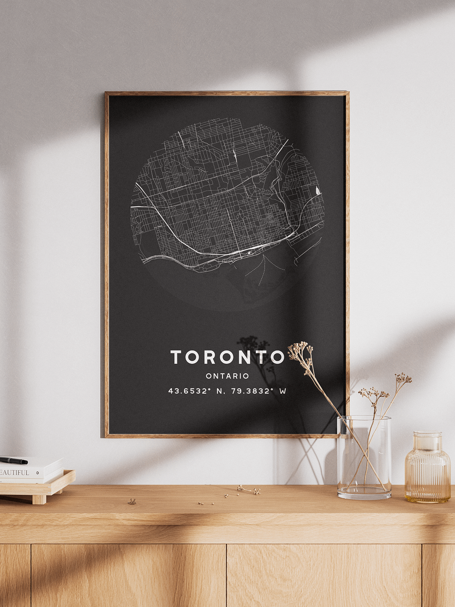 Toronto Street Map Poster – Black Minimalist Circular City Art product image (1)