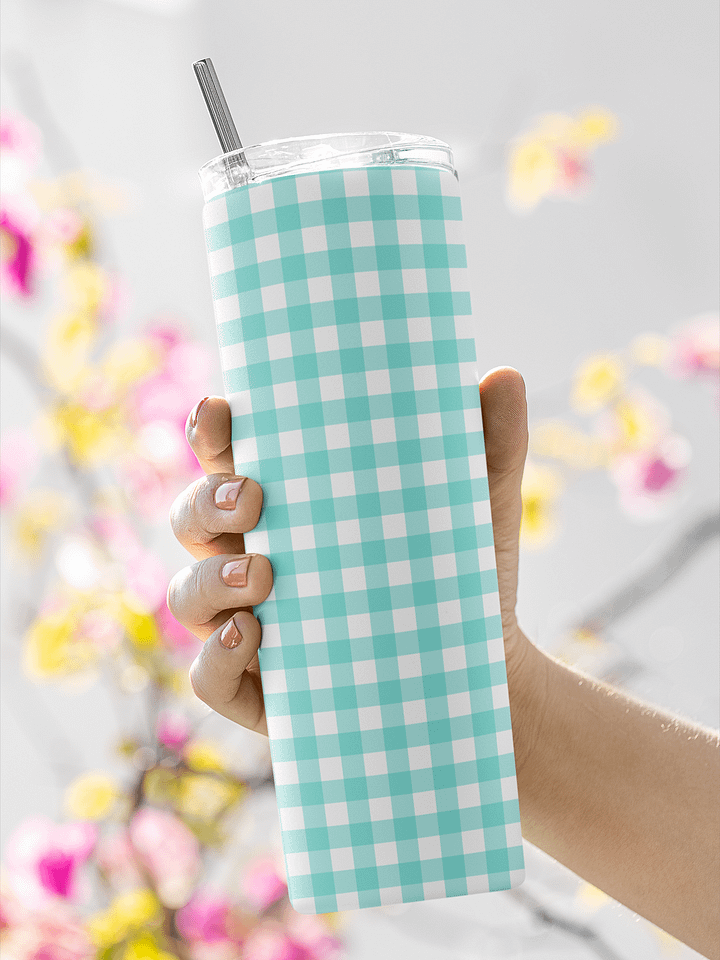 Teal and White Gingham 20 oz Tumbler product image (1)