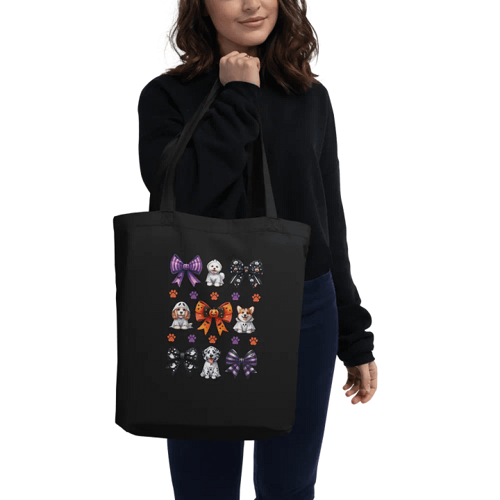 Cute Halloween Dog Ghosts and Bows Tote Bag Design5 product image (2)