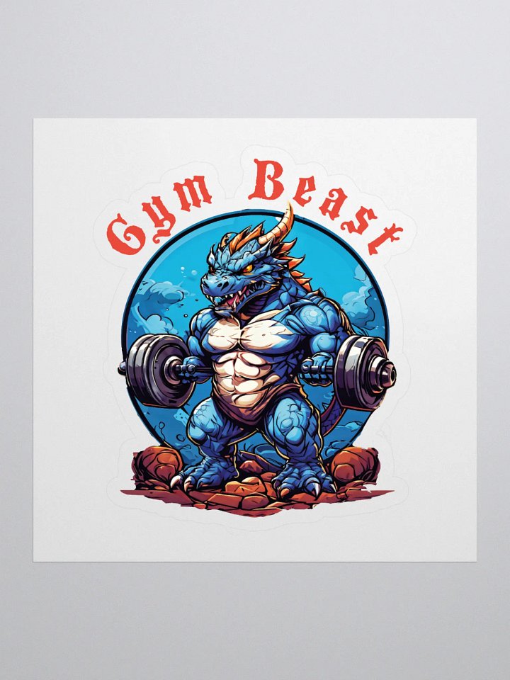Gym Beast - Cool Strong Muscular Dragon Lifting Weights Kiss Cut Stickers - Best Gift for Gym Lovers product image (1)