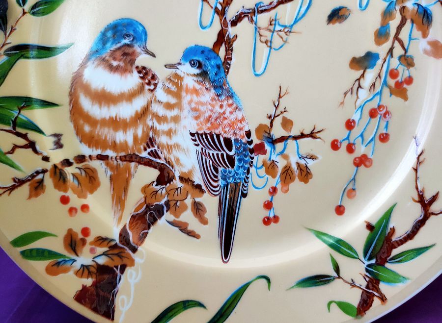 Extraordinário prato Japonês, flor de cerejeira, símbolo da amizade, pássaros, decoração de casa, amiga especial product image (4)