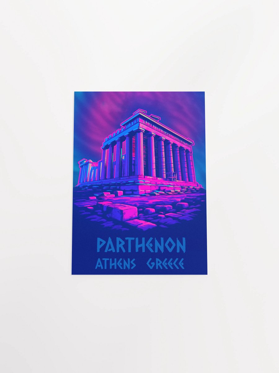 Vivid Parthenon Temple – Neon Y2K Greek Ruins Artwork Matte Poster product image (23)