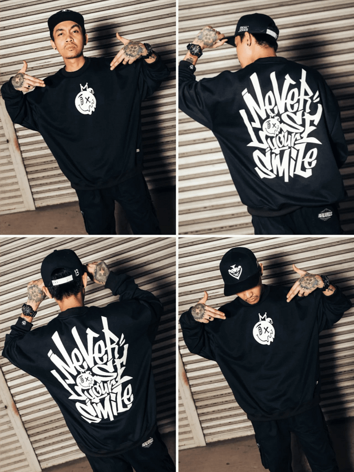 REAL JOKES NLYS (Never Lose Your Smile) Oversized Sweatshirt - Black product image (1)