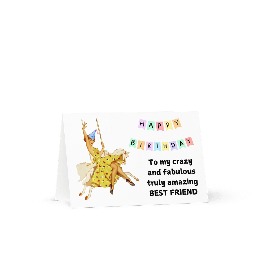Best Friend Retro Girl on a Carousel Horse Birthday Card product image (2)