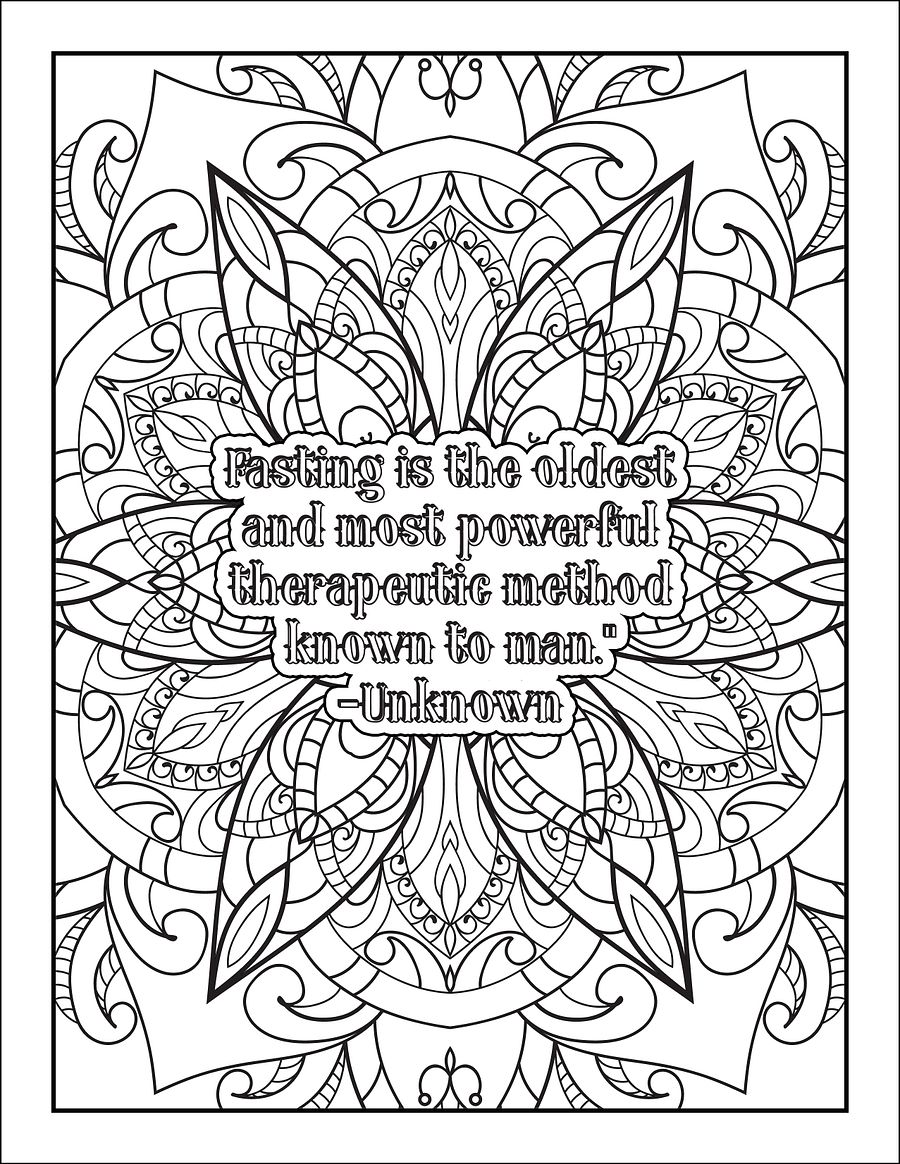 Color Your Way To A Healthier You Fasting Quotes Coloring Book | Mandala Coloring Book | Water Fasting Coloring Book | Health & Wellness product image (4)