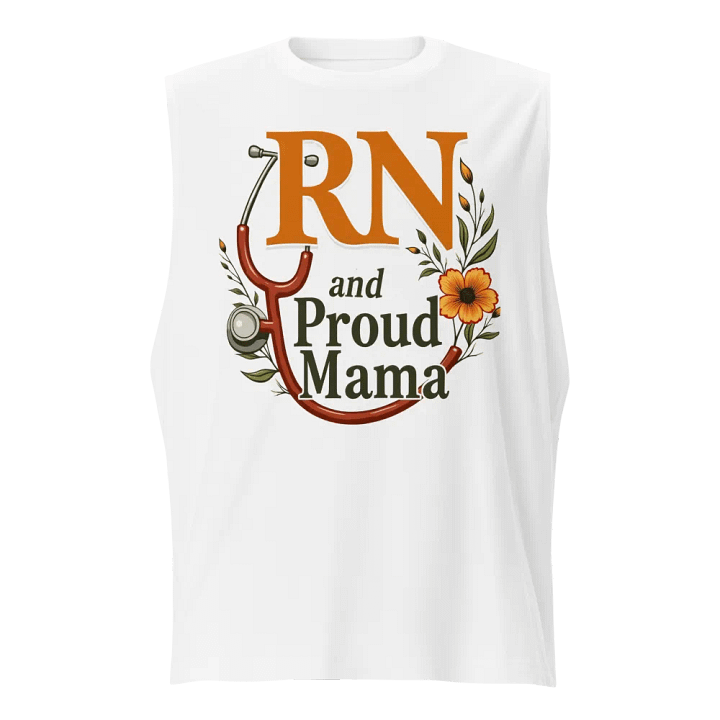 Proud RN and mama, Floral Stethoscope Muscle Tank product image (1)