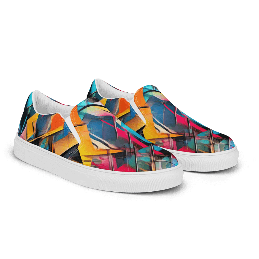 Mans Slip On Sneaker _ Calceonova Streetwear _ Custom Design Shoes _ Abstract Graffiti Shattered Neon product image (7)