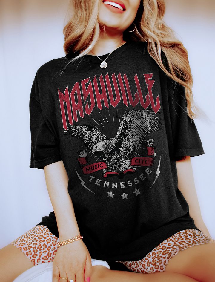 Nashville, Tennessee Music City Tee | Grunge Western Rock T-Shirt with an American Eagle product image (1)