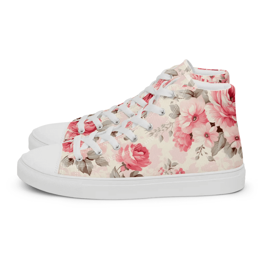 Women's Pink Floral High Top Canvas Shoes product image (11)
