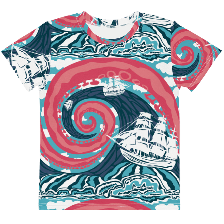 Boys' | Little Kids Size T-Shirt | Kraken Vibes, Nautical Adventure | Vibrant Coastal Tee for Kids product image (1)