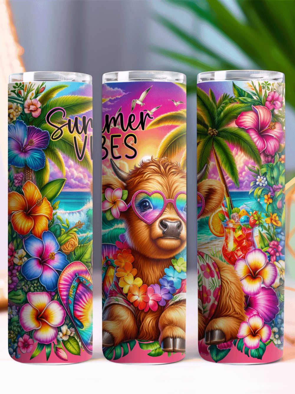 Tropical Highland Cow Summer Vibes Tumbler product image (2)