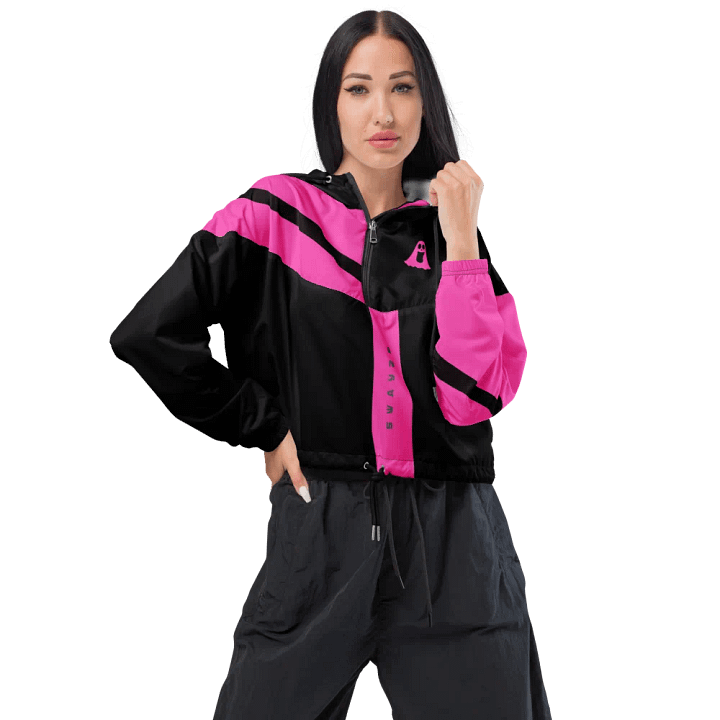 Pink Ghostly Glam Crop Hoodie Windbreaker product image (2)