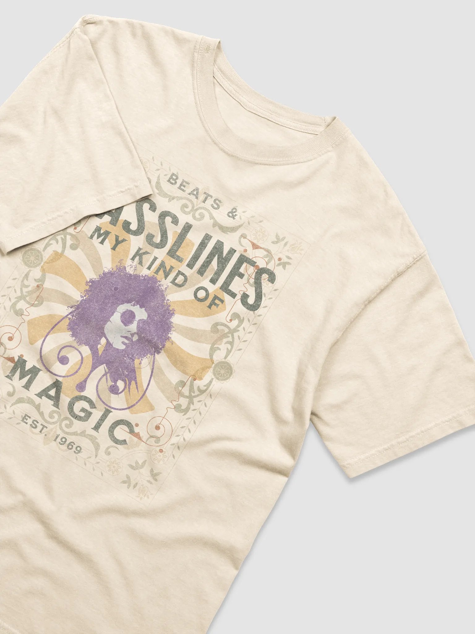 Psychedelic Beats & Basslines 1969 T-Shirt - Retro Music Vibes product image (2)