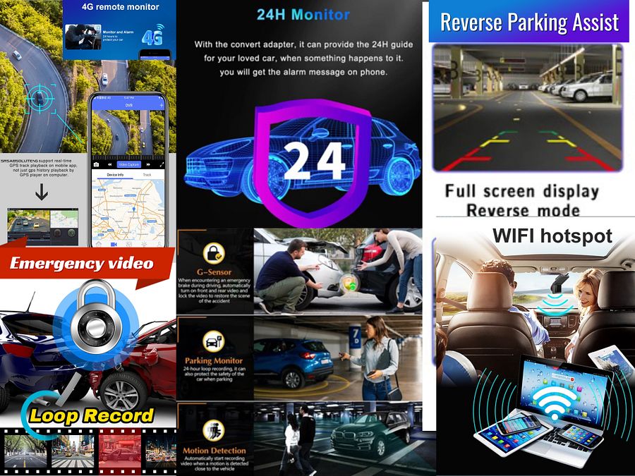 SRS ABSOLUTE 3K 4G Dash Cam| 24x7 Remote Audio-Video Monitor| Record/Download/Playback/Live/Call/Zoom| GPS Track| GeoTag Hyper Lapse|PIP WI-FI HotSpot| G-Sensor/Motion Sensor|1TB MicroSD support-S44GC product image (8)
