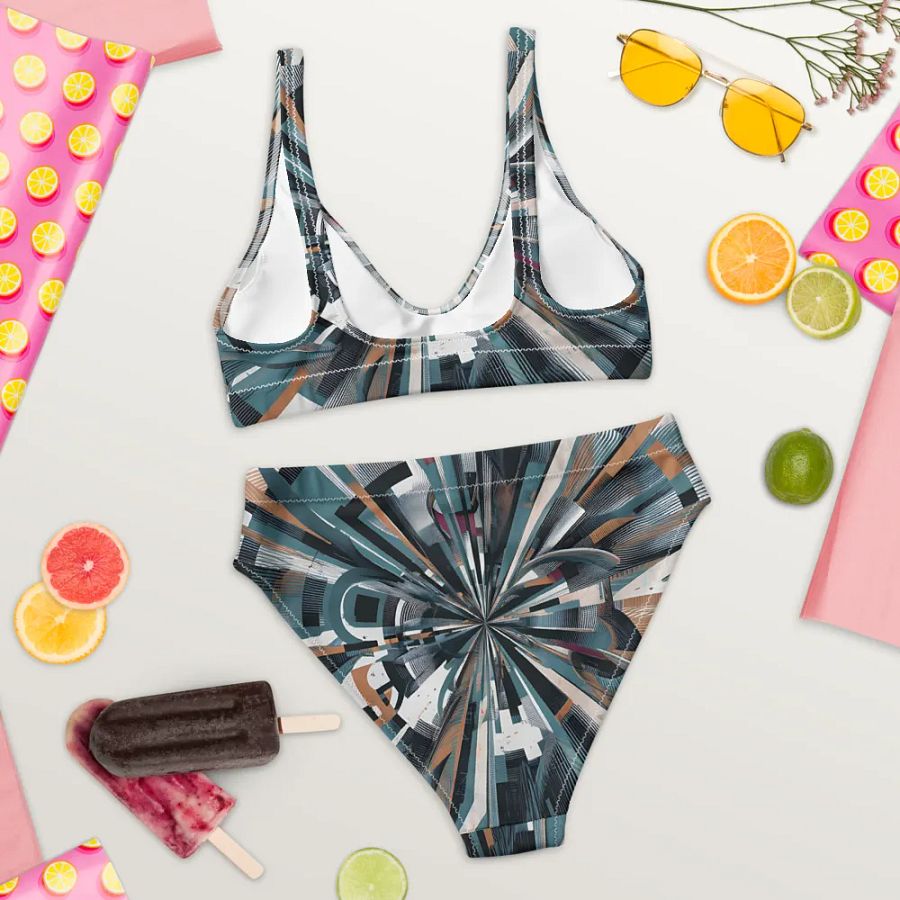 Abstract Lithographic Pattern Design High Waisted Bikini - V13 product image (7)