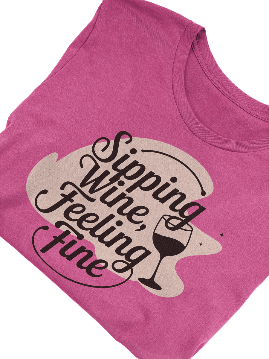 "Sipping Wine, Feeling Fine" T-Shirt – Funny Wine Quotes Shirt for Wine Lovers product image (1)
