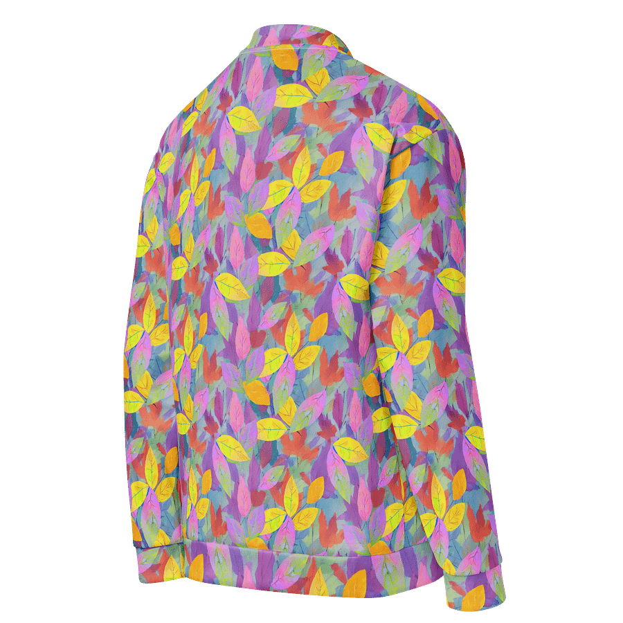 Yellow Pink Leaves Bomber Jacket product image (4)