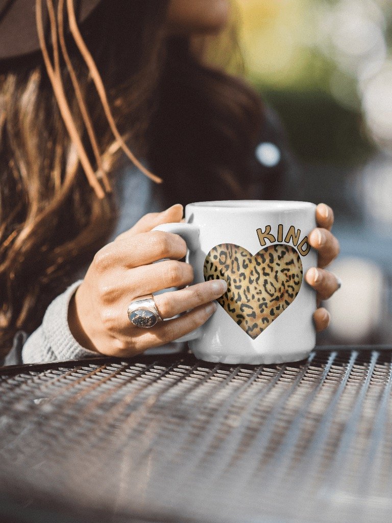 Leopard Skin Heart in Orange Gold - Mug product image (1)