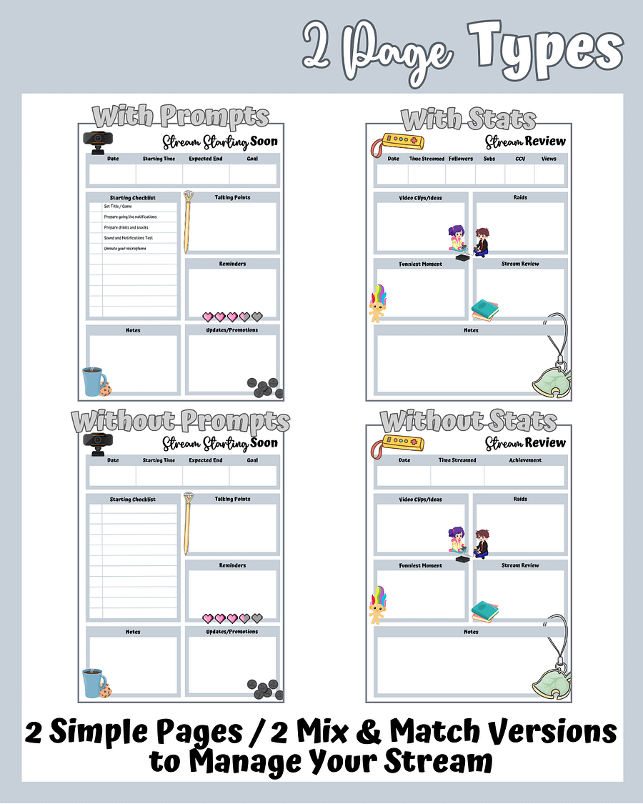 My Daily Stream Planner - Grey Edition | Digital Stream Starting Soon & Review Pages product image (3)