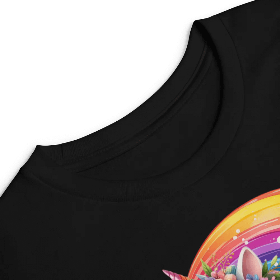 Floral Unicorn with Rainbow Black Long Sleeve Front and Back product image (7)