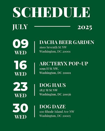 Our July schedule is live! See you every Wednesday night at 6:30! Come run, connect, and enjoy a drink after 🏃‍♀️🍻 
#runclub ...