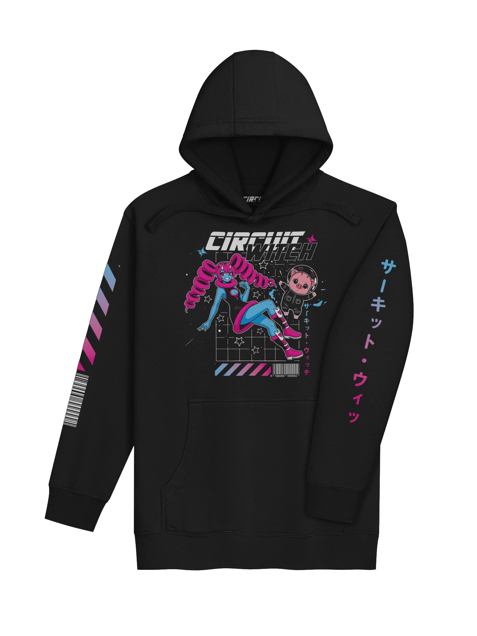 Circuit Witch & PuuPuu The Space Pig Cyberpunk Style - Hoodie w/ Pocket (S-3XL) product image (4)