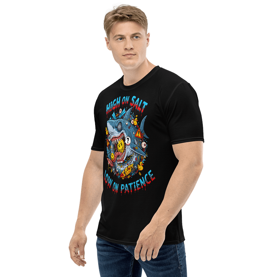 High On Salt, Low On Patience – Psycho Cartoon Shark T-Shirt product image (3)