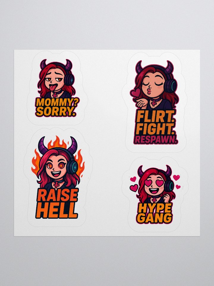 BreezyBubblez Devil Gamer Girl Sticker Set – 4-Pack product image (1)