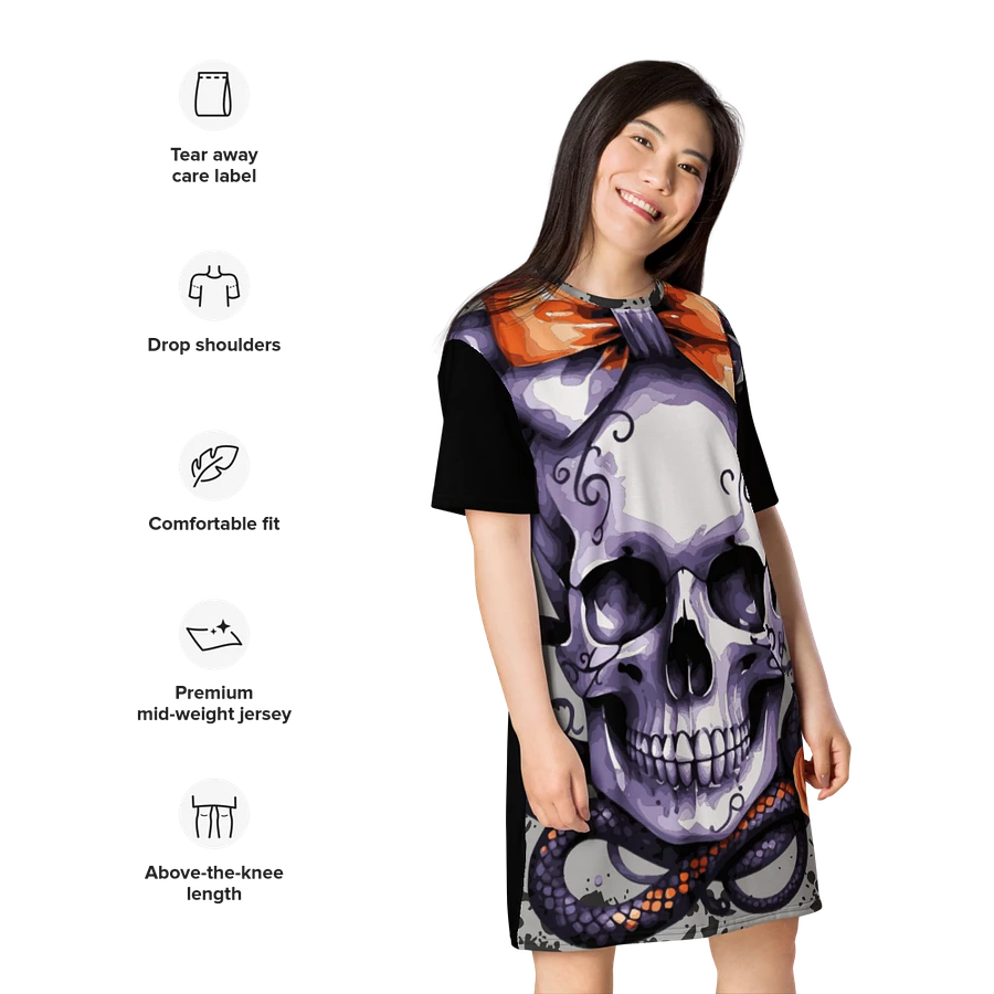 Spooky Coquette Style Skull T-Shirt Dress product image (16)