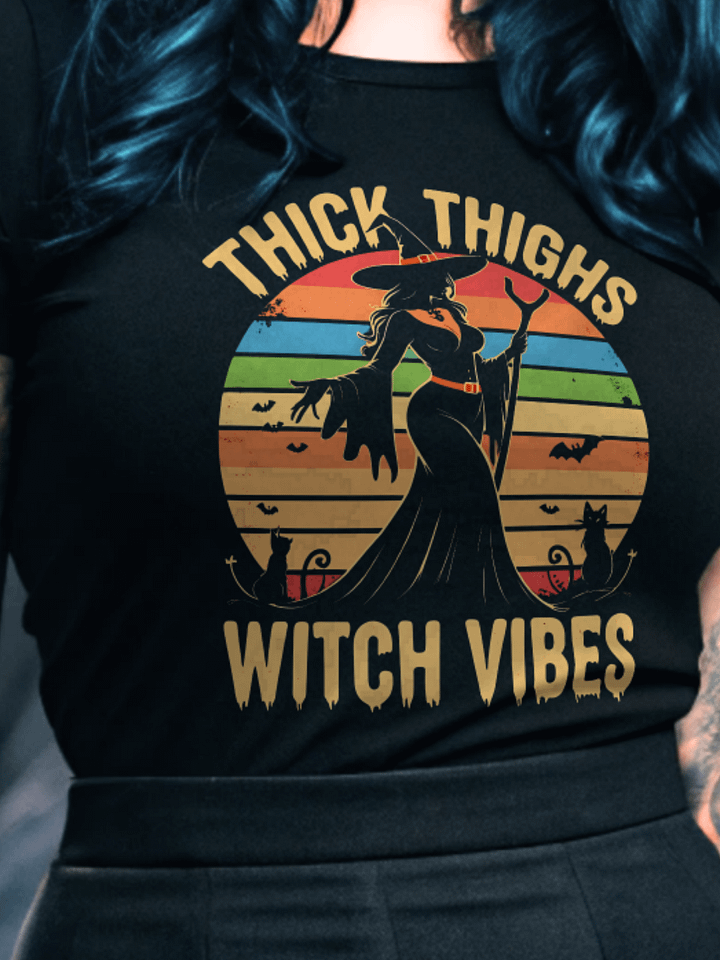 Retro Thick Thighs Witch Vibes T-Shirt product image (1)