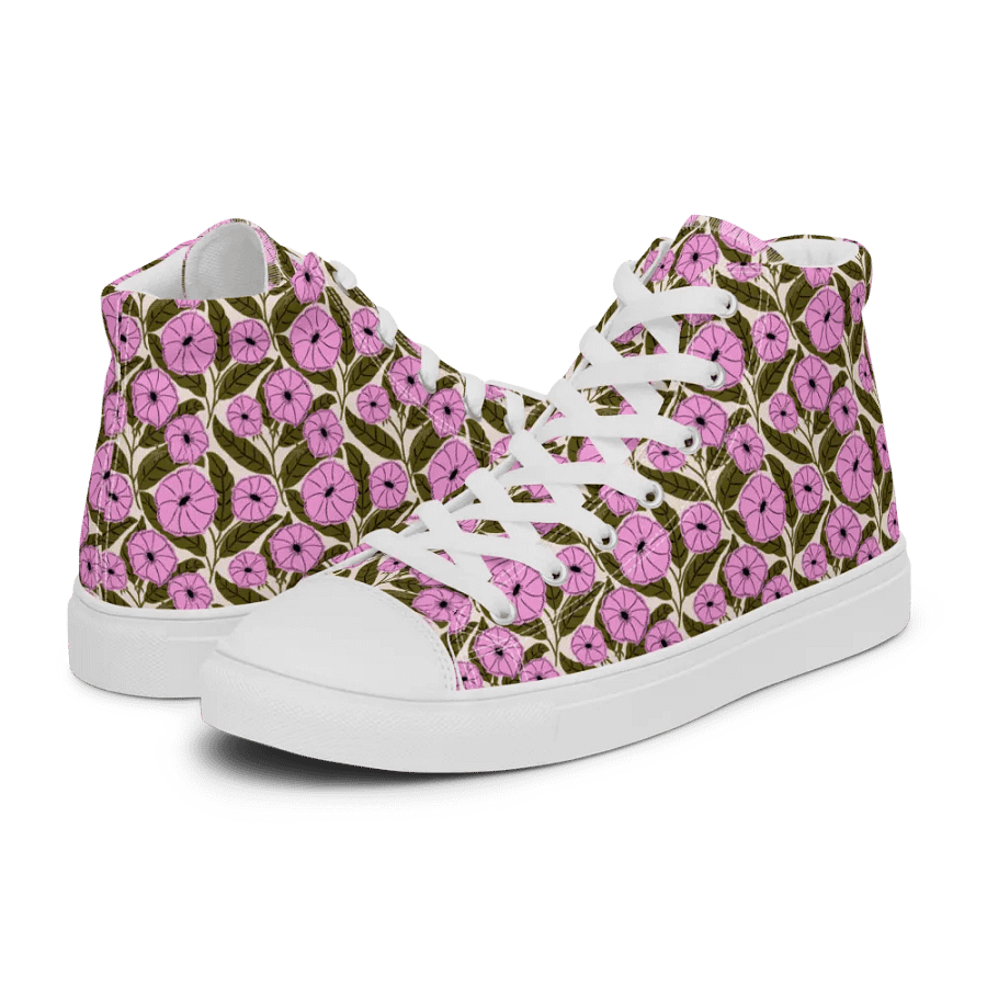 Dipladenia Dreams - Pink and Green - Women High Top Canvas Shoes product image (11)