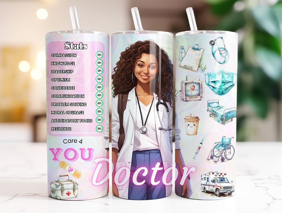 Black Doctor 20 oz Skinny Stainless Steel Tumbler product image (2)