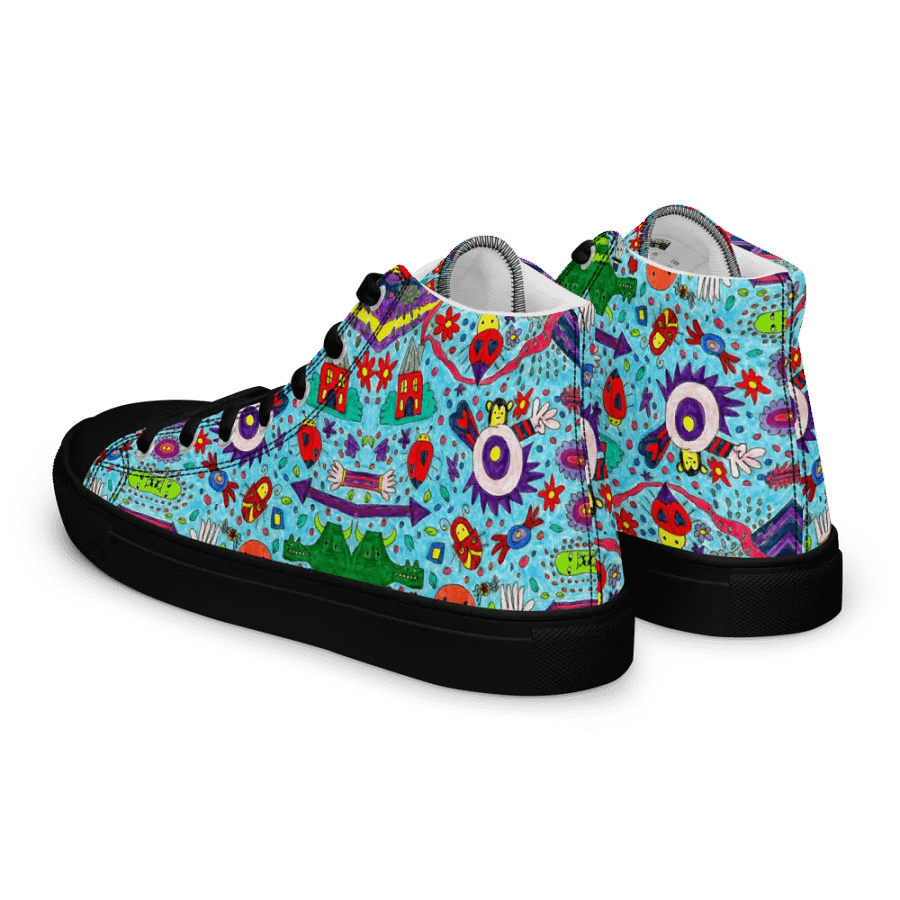 Abstract Doodle Characters Ladies High Top Canvas Shoes product image (11)