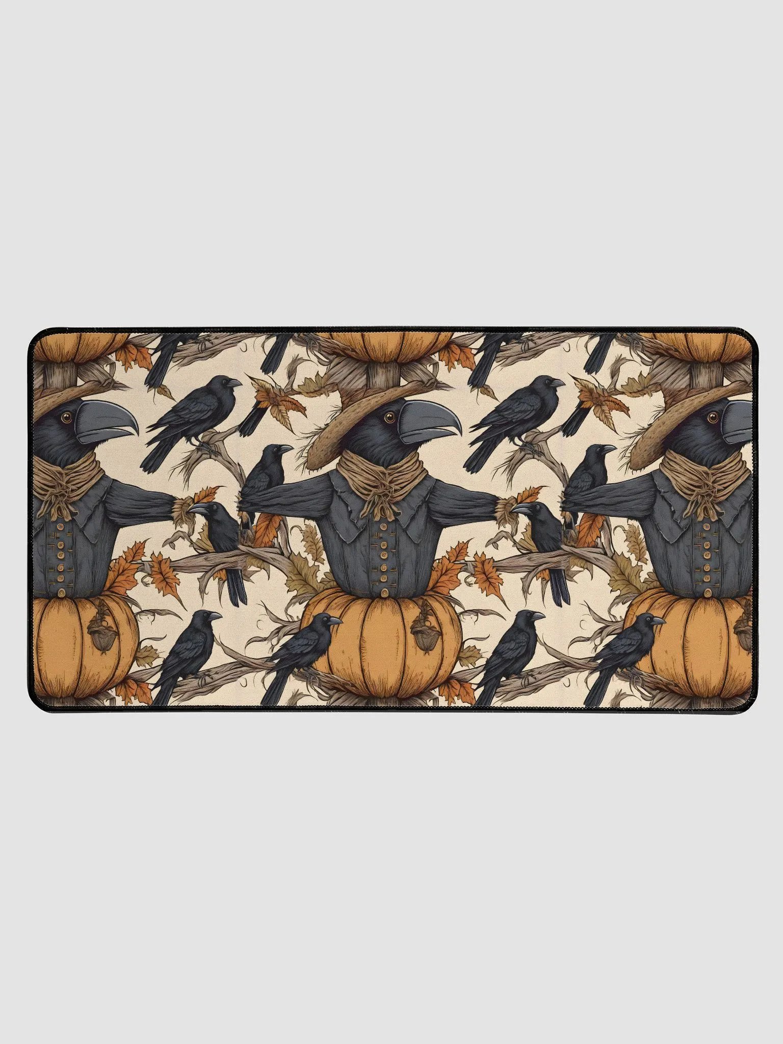 Desk Mat (31.5x15.5 inches) - Harvest Scarecrow Vintage Illustration Design product image (1)