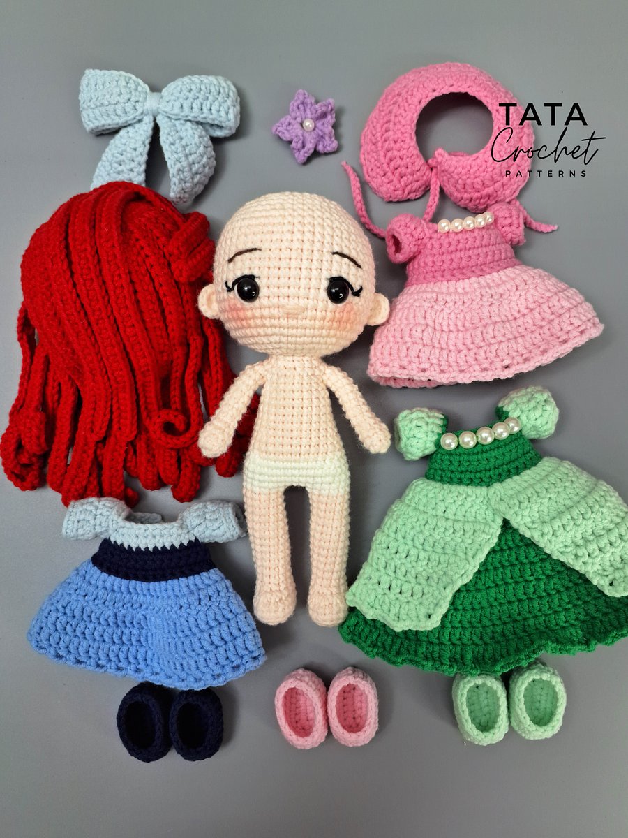 PDF -♡- Doll Dress Up & Transformation -♡- Ariel Princess Amigurumi Crochet Pattern product image (7)