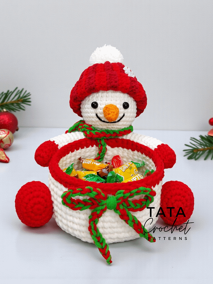 PDF Pattern -♡- Crochet Snowman Basket / Candy Bowl product image (2)
